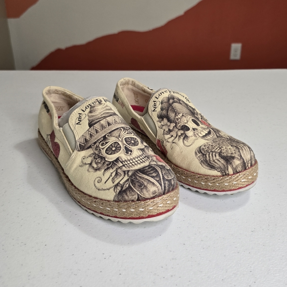 GOBY FOREVER LOVE MATTED CANVAS WOMEN SLIP ON SHOES‎ SZ 8.5